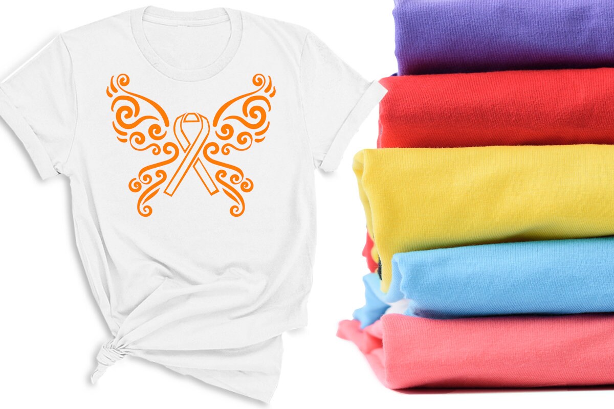MS awareness, Multiple sclerosis, orange ribbon butterfly t shirt