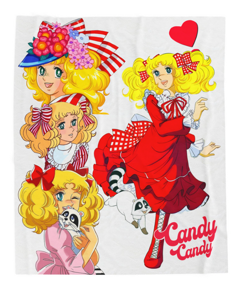 Candy Candy Anime 70s 80s Japanese Anime 3 collage 50x60 Plush Blanket, Soft Throw for Kids, Nostalgic Gift, Bedroom Decor, Playroom Accessory