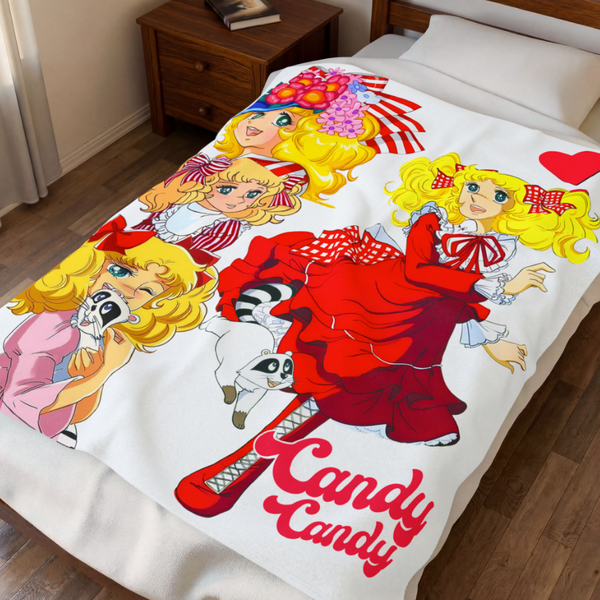 Candy Candy Anime 70s 80s Japanese Anime 3 collage 50x60 Plush Blanket, Soft Throw for Kids, Nostalgic Gift, Bedroom Decor, Playroom Accessory
