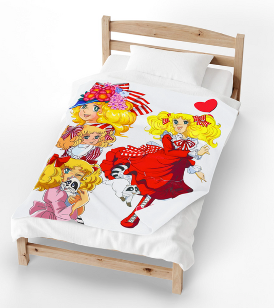 Candy Candy Anime 70s 80s Japanese Anime 3 collage 50x60 Plush Blanket, Soft Throw for Kids, Nostalgic Gift, Bedroom Decor, Playroom Accessory