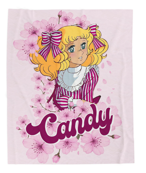 Candy Candy Pink Sakura Anime 70s 80s Japanese Anime 3 collage 50x60 Plush Blanket, Soft Throw for Kids, Nostalgic Gift, Bedroom Decor, Playroom Accessory