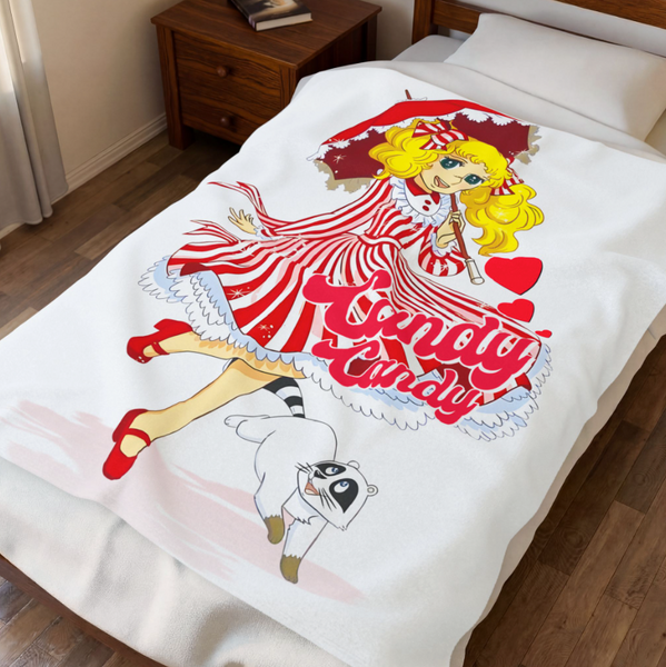 Candy Candy Umbrella Anime 70s 80s Japanese Anime 3 collage 50x60 Plush Blanket, Soft Throw for Kids, Nostalgic Gift, Bedroom Decor, Playroom Accessory
