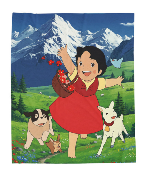 Heidi cartoon movie character creative inspiration design super soft flannel blanket - comfortable and warm for living room, office, sofa and travel 50x60 Plush Blanket, Soft Throw for Kids, Nostalgic Gift, Bedroom Decor, Playroom Accessory