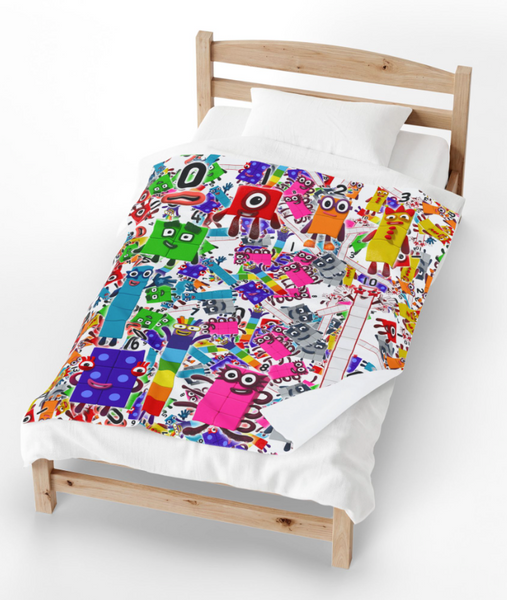 Numberblocks Math Adventure inspiration design super soft Velveteen Plush Blanket - comfortable and warm for living room, office, sofa and travel 50x60 Plush Blanket, Soft Throw for Kids, Nostalgic Gift, Bedroom Decor, Playroom Accessory