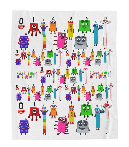 Numberblocks Math Adventure inspiration design super soft Velveteen Plush Blanket - comfortable and warm for living room, office, sofa and travel 50x60 Plush Blanket, Soft Throw for Kids, Nostalgic Gift, Bedroom Decor, Playroom Accessory