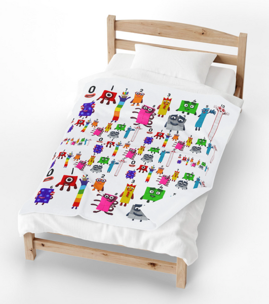 Numberblocks Math Adventure inspiration design super soft Velveteen Plush Blanket - comfortable and warm for living room, office, sofa and travel 50x60 Plush Blanket, Soft Throw for Kids, Nostalgic Gift, Bedroom Decor, Playroom Accessory