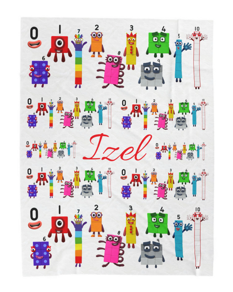 Numberblocks Math Adventure inspiration design super soft Velveteen Plush Blanket - comfortable and warm for living room, office, sofa and travel 50x60 Plush Blanket, Soft Throw for Kids, Nostalgic Gift, Bedroom Decor, Playroom Accessory
