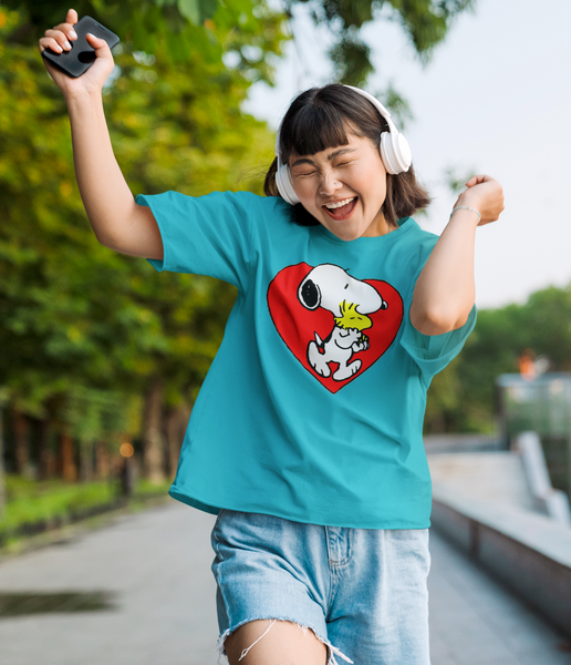 Peanuts Hug Chick Snoopy T-Shirt Tee for Youth, Bday Shirt, Gift for BFF, 70's, Valentine's Day Shirt, Valentines Tee, Plus Size Shirt, % 100 Cotton Custom Shirt, Valentine Snoopy and Woodstock Lots of Love Short Sleeve T-Shirt
