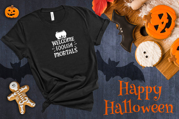 halloween shirt, funny halloween, halloween gift, happy halloween, halloween costume women, vintage halloween, Welcome Foolish Mortals
