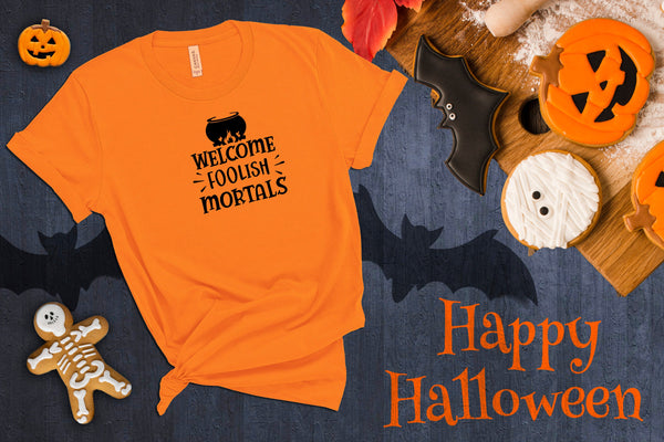 halloween shirt, funny halloween, halloween gift, happy halloween, halloween costume women, vintage halloween, Welcome Foolish Mortals
