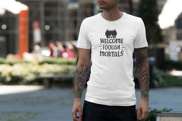 halloween shirt, funny halloween, halloween gift, happy halloween, halloween costume women, vintage halloween, Welcome Foolish Mortals
