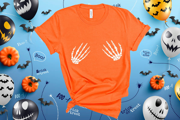 Skeleton Hand Shirt, Halloween Shirt , Pastel Goth, Funny Halloween Shirt, Hand Bra Shirt,Trick or Treat Shirt, Halloween Party
