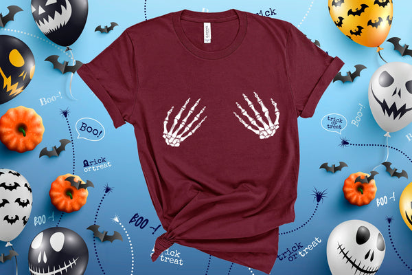 Skeleton Hand Shirt, Halloween Shirt , Pastel Goth, Funny Halloween Shirt, Hand Bra Shirt,Trick or Treat Shirt, Halloween Party