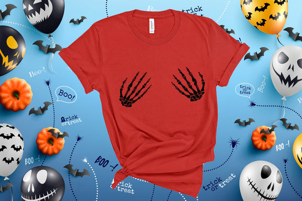 Skeleton Hand Shirt, Halloween Shirt , Pastel Goth, Funny Halloween Shirt, Hand Bra Shirt,Trick or Treat Shirt, Halloween Party