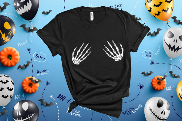 Skeleton Hand Shirt, Halloween Shirt , Pastel Goth, Funny Halloween Shirt, Hand Bra Shirt,Trick or Treat Shirt, Halloween Party