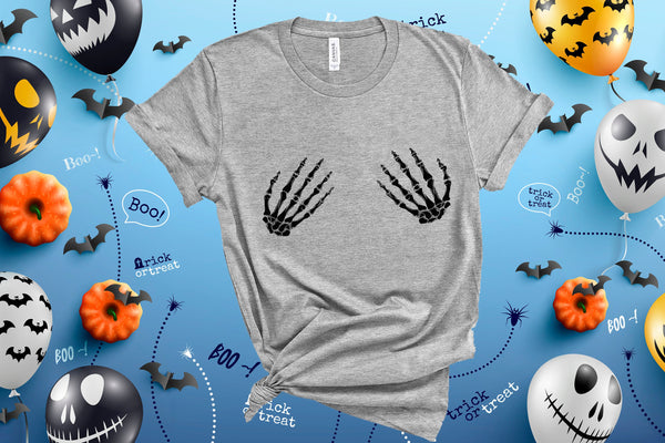 Skeleton Hand Shirt, Halloween Shirt , Pastel Goth, Funny Halloween Shirt, Hand Bra Shirt,Trick or Treat Shirt, Halloween Party