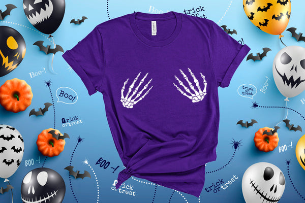 Skeleton Hand Shirt, Halloween Shirt , Pastel Goth, Funny Halloween Shirt, Hand Bra Shirt,Trick or Treat Shirt, Halloween Party