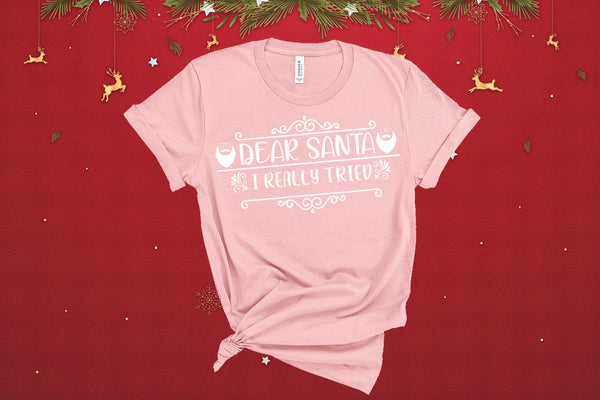 Dear Santa I Really Tried, Christmas Clothes, Christmas Shirt , Funny Christmas, Christmas Bodysuit, Cute Holiday Shirt, Christmas T-Shirt