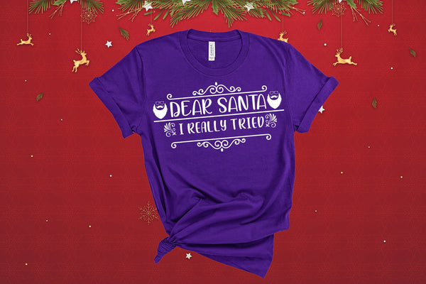 Dear Santa I Really Tried, Christmas Clothes, Christmas Shirt , Funny Christmas, Christmas Bodysuit, Cute Holiday Shirt, Christmas T-Shirt