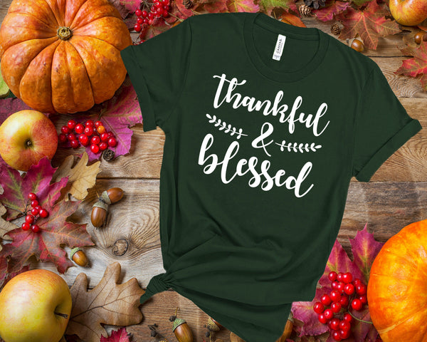 Thankful Blessed Shirt, Unisex Shirt,Fall T-Shirt, Thanksgiving Shirt, Fall Tshirt, Christmas Shirt, Thanksgiving Tee