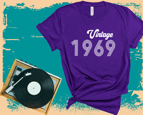 Vintage Birth Year T-shirt - Unisex Shirt - Birth Year Shirt - Personalized Tee - Custom Birth Year - 1969 - Antique - 80's - 70's - 60's