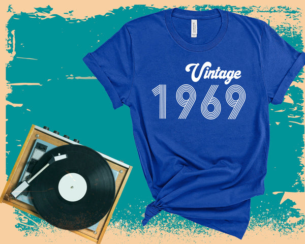 Vintage Birth Year T-shirt - Unisex Shirt - Birth Year Shirt - Personalized Tee - Custom Birth Year - 1969 - Antique - 80's - 70's - 60's