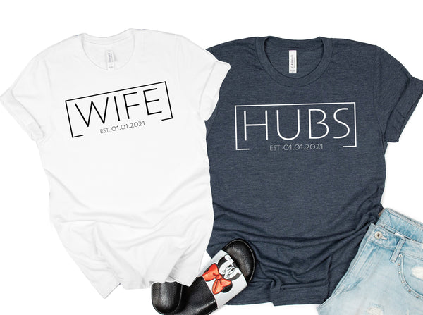 Wife Hubs Shirts, Custom Husband and Wife Shirts, Honeymoon Shirts, Mr and Mrs Shirt
