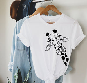 Giraffe Shirt, Funny T-shirt,Giraffe Lover Shirt,GiraffePeeking Tee, Unisex, toddler, youth, Cute giraffe tee, Best Quality Shirt