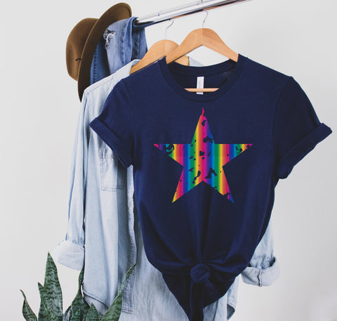 Colored Distressed Star Shirt, Rainbow Star Shirt, Star Shirt, Star Tee Shirt, Big Star T Shirt, Chaos Star Shirt Women, LIMITED EDITION
