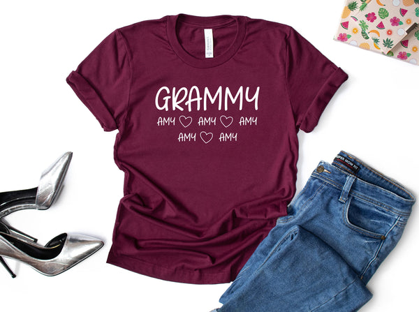 Grammy Custom Name Shirt, Grandma Shirt With Grandkids Names, Nana Shirt, Gift For Grandma, Gift for Grammy, Personalized Grammy shirt
