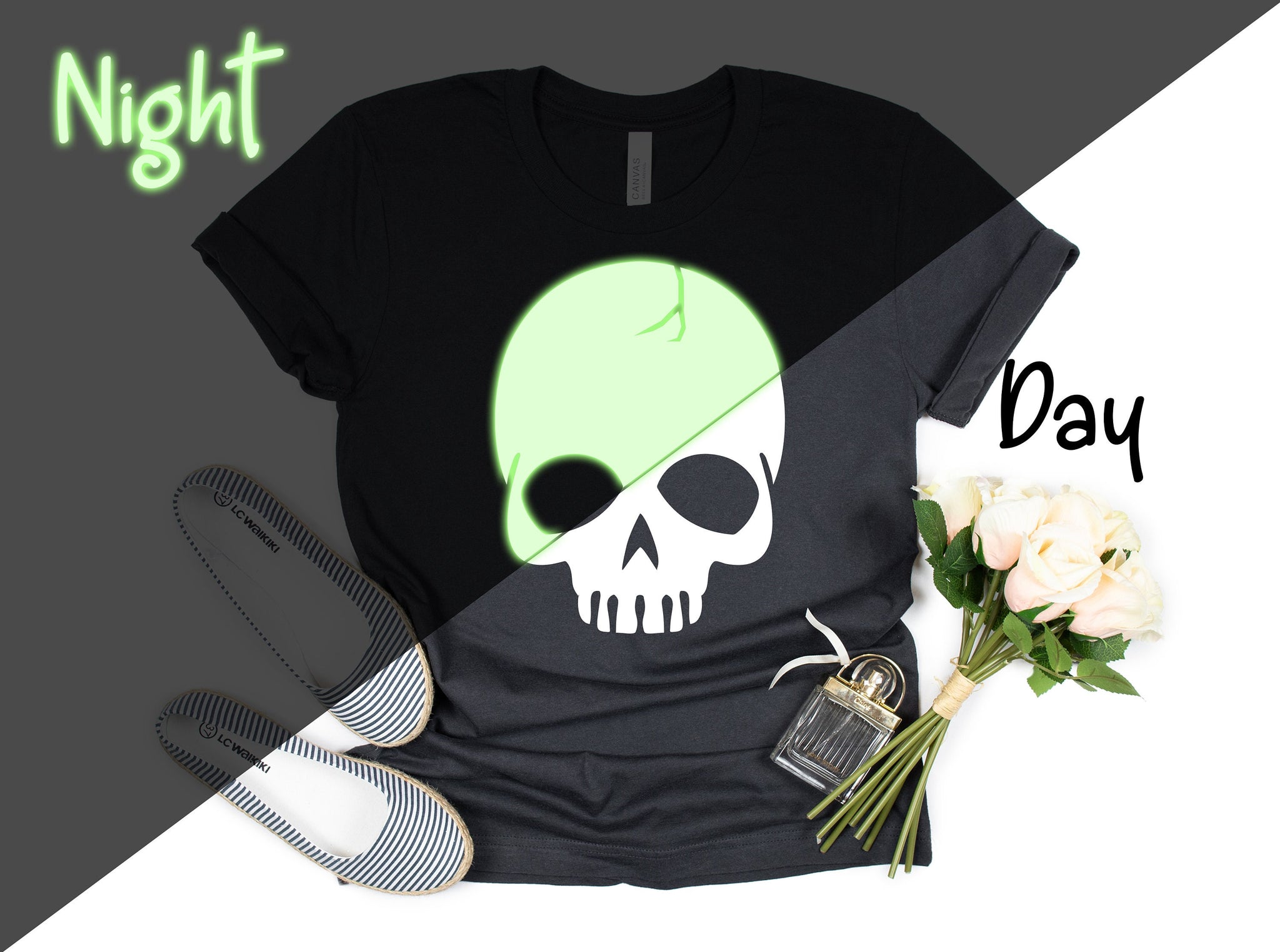 Reflective Skull Shirt, Glow In the Dark Shirt, Special Design Shirt, Night Shirt, Halloween Shirt, Halloween Costume